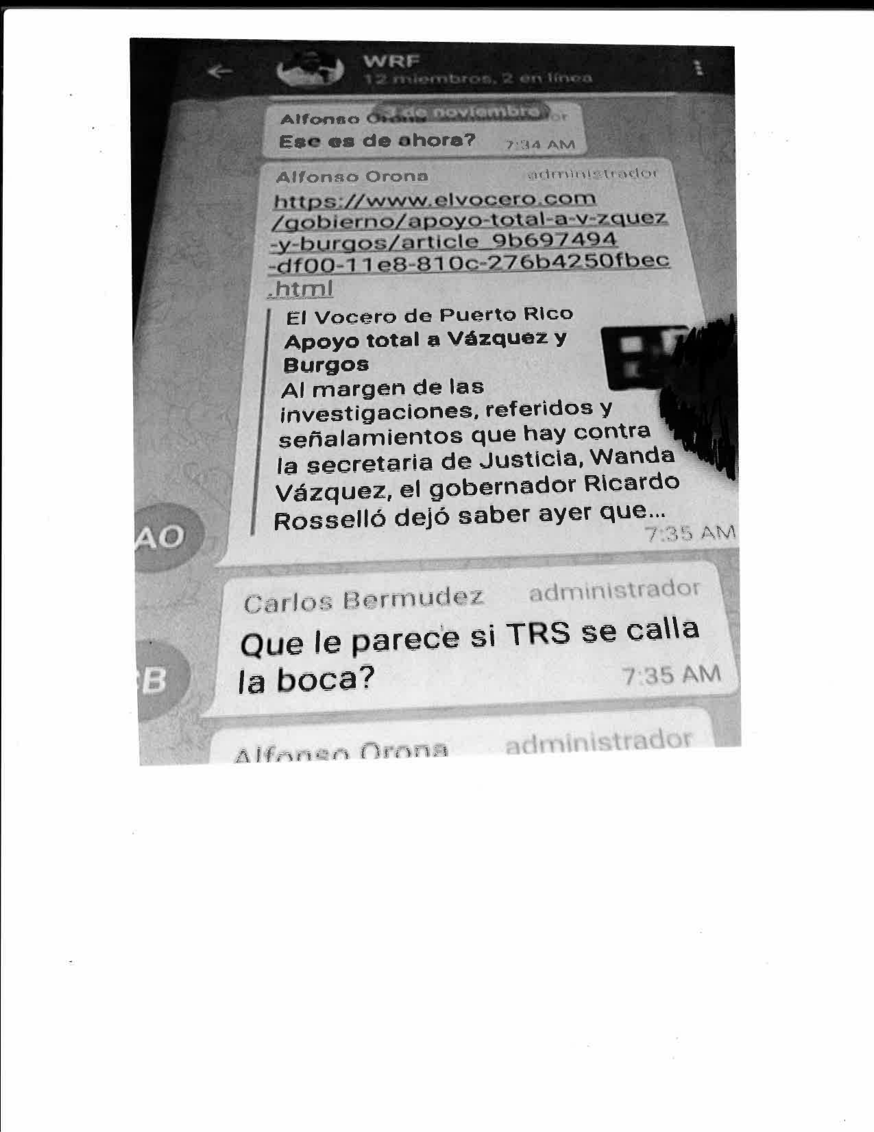 alfonso orona ese es de ahora? alfonso orona https://www.elvocero.com/gobierno/apoyo-total-a-v-zquez-y-burgos/article_9b697494-df00-11e8-810c-276b4250fbec.html,  el vocero de puerto rico apoyo total a vázquez y burgos al margen de las investigaciones, referidos y señalamientos que hay contra la secretaria de justicia, wanda vázquez, el gobernador ricardo rosselló dejó saber ayer que... carlos bermudez que le parece si trs se calla la boca? alfonso orona