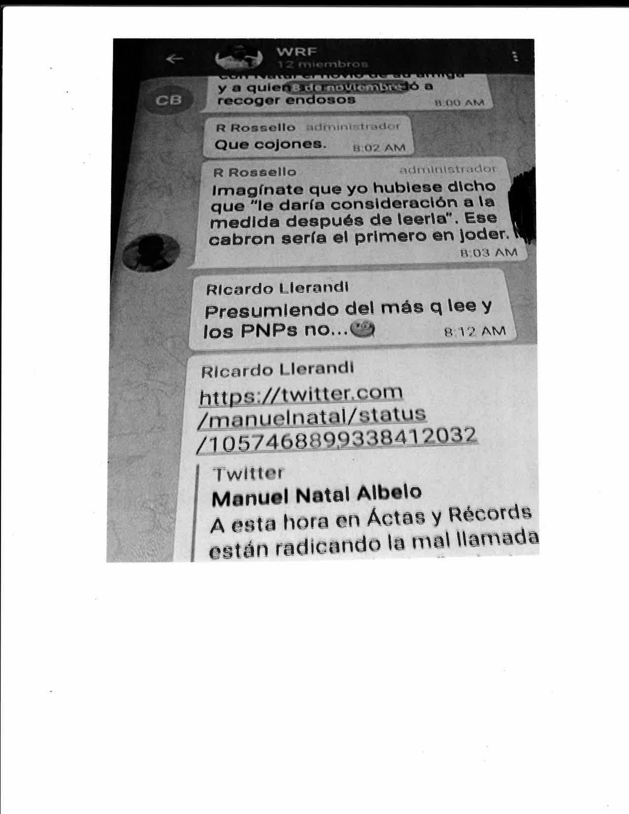 recoger endosoa r rossello que cojones. r rosello imagínate que yo hubiese dicho que "le daría consideración a la medida después de leeria". ese cabron sería el primero en joder. ricardo llerandi presumiendo del más q lee y los pnps no... ricardo llerandi https://twitter.com/manuelnatal/status/1057468899338412032