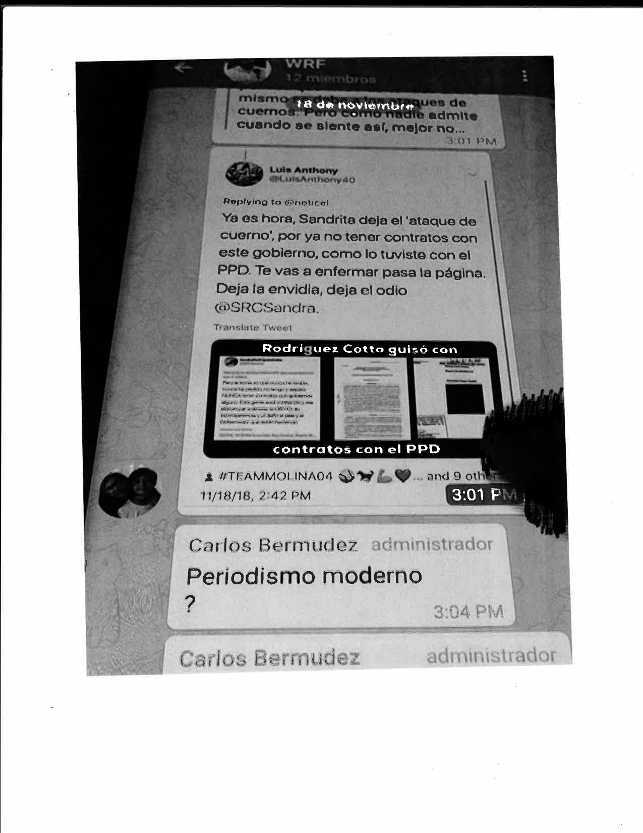 cuernos. pero como nadie admite cuando se siente aal, mejor no…  luis anthony ya es hora, sandrita déjà el’ataque de cuerno’, por ya no tener contratos con este gobierno, como lo tuviste con el ppd. te vas enfermar pasa la página. deja la envidia, deja el odio @srcsandra. carlos bermudez periodismo moderno ?