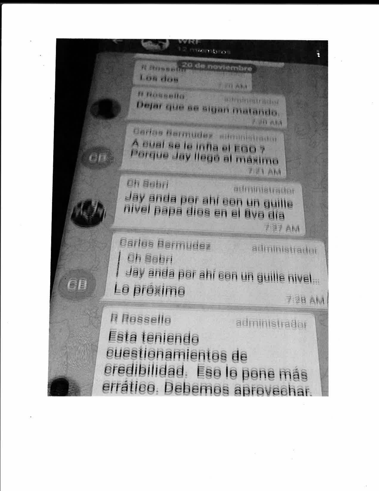 r rossello los dos r rossello dejar que se sigan matando. carlos bermudez a cual se le infla el ego? porque jay llego el maximo ch sobri jay anda por ahi con un guille nivel papa dios en el ovo dia carlos bermudez lo proximo r rosello esta teniendo cuestionamientos de credibilidad. eso lo pone mas erratico. debemos aprovechar.